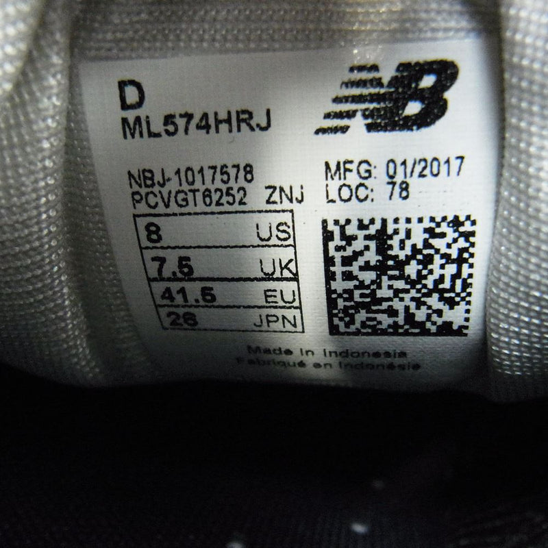 NEW BALANCE ニューバランス ML574HRJ 574 スエード スニーカー ネイビー系 26cm【中古】