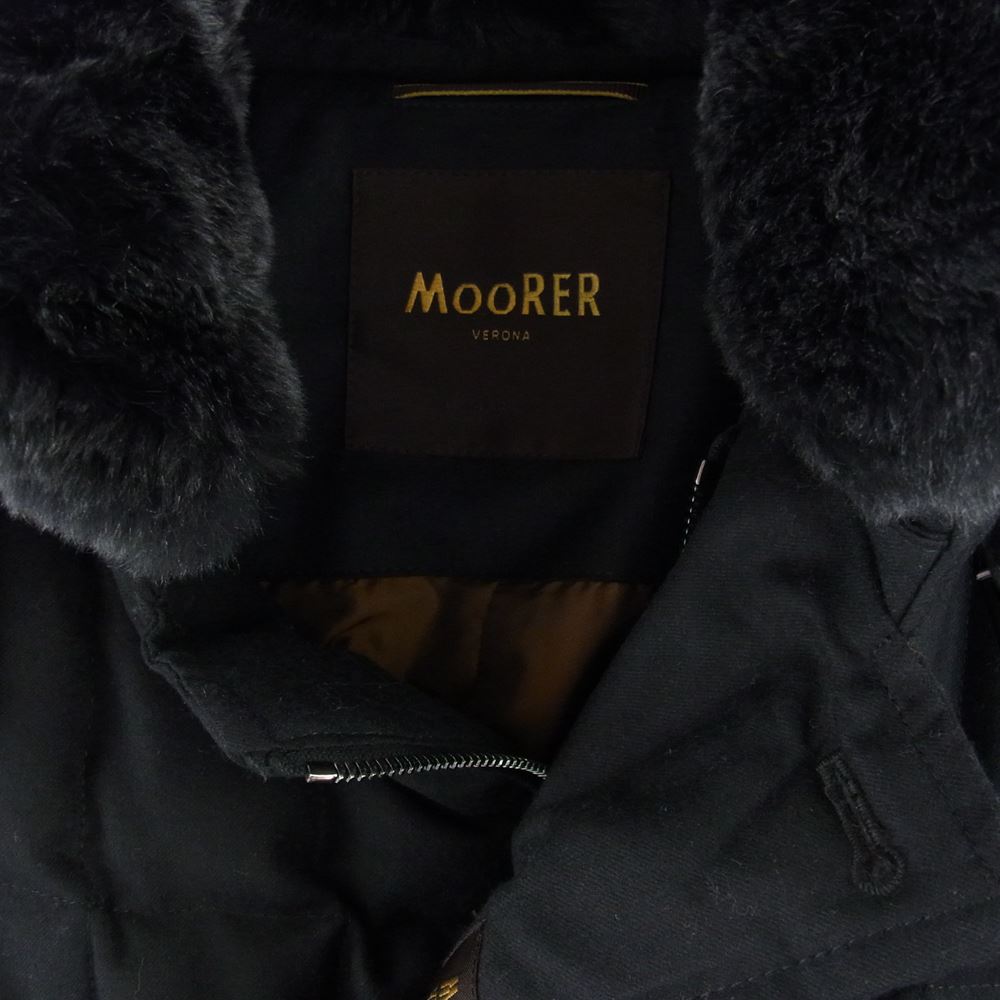 ムーレー 国内正規品 イタリア製 MORRIS-L モリス ラビットファー カシミヤ混 ダウンコート ブラック系 48【美品】【中古】