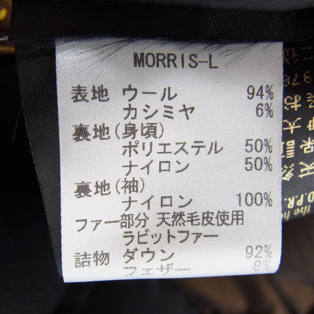 ムーレー 国内正規品 イタリア製 MORRIS-L モリス ラビットファー カシミヤ混 ダウンコート ブラック系 48【美品】【中古】