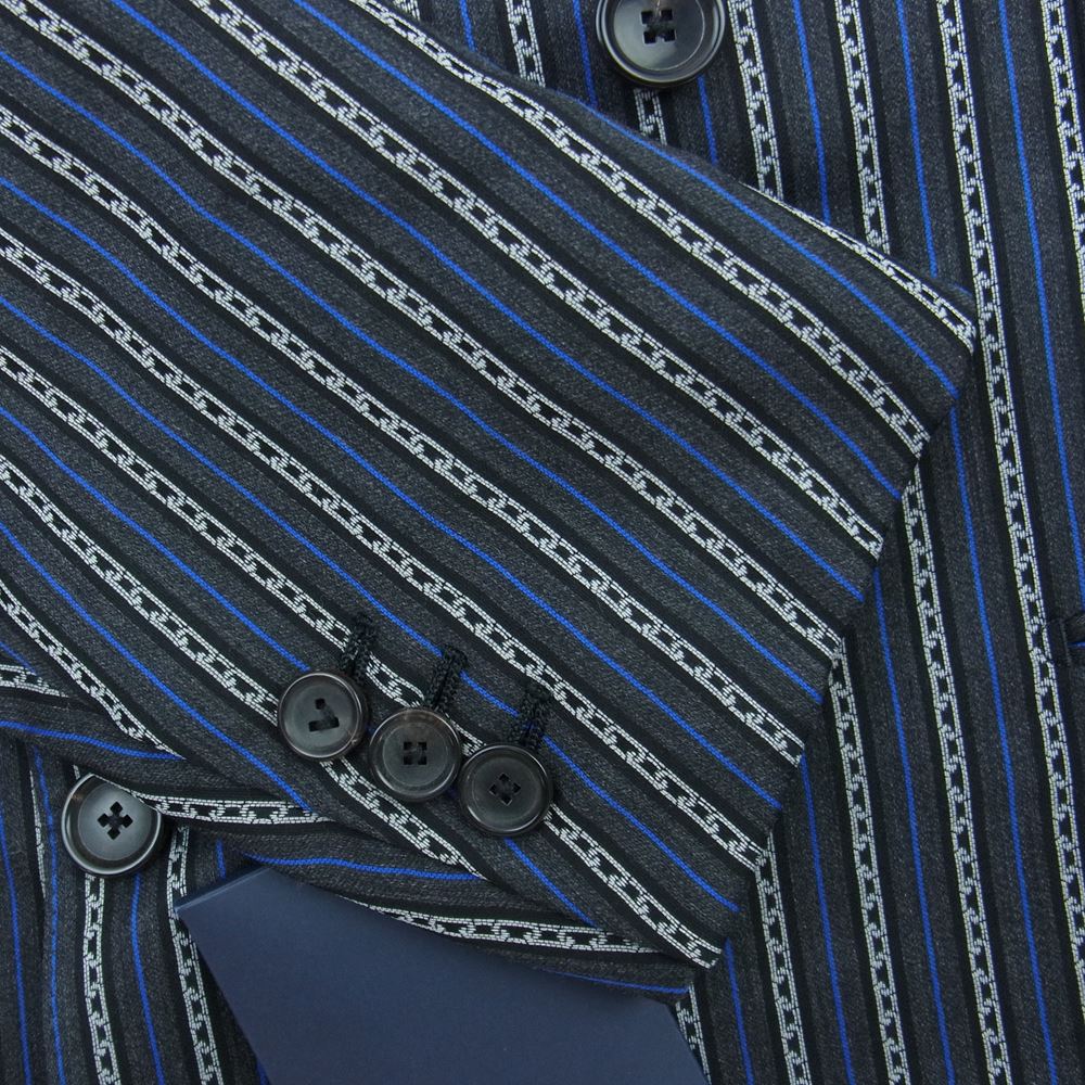 LOUIS VUITTON ルイ・ヴィトン VCCM03 ストライプ スーツ ジャケット パンツ セットアップ グレー系 ブラック系 ブルー系 50【美品】【中古】