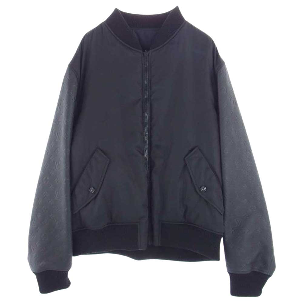 LOUIS VUITTON ルイ・ヴィトン 20AW HJL73ERMT モノグラム エンボスレザー 切替リバーシブル ボンバー ブルゾン ジャケット ブラック系 52【中古】