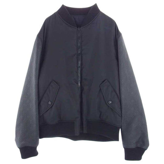 LOUIS VUITTON ルイ・ヴィトン 20AW HJL73ERMT モノグラム エンボスレザー 切替リバーシブル ボンバー ブルゾン ジャケット ブラック系 52【中古】