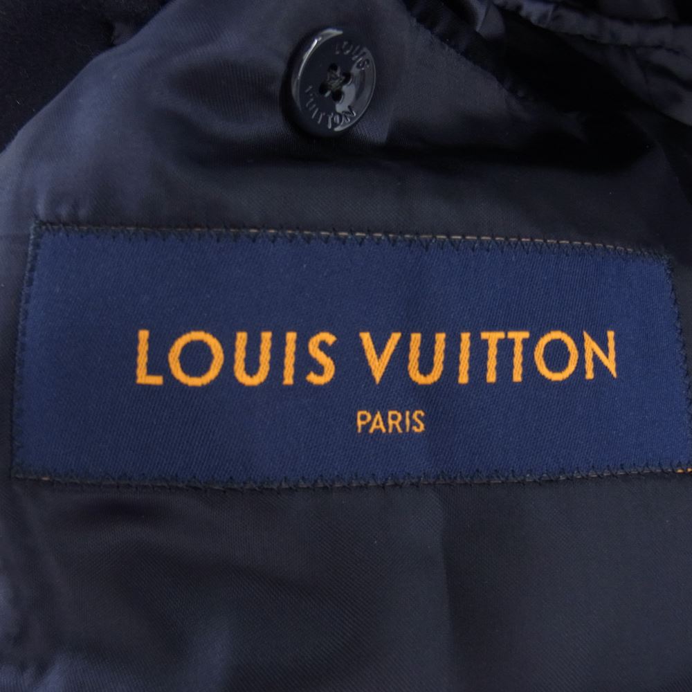LOUIS VUITTON ルイ・ヴィトン 22SS HMC40EVPQ LVSE カシミヤ混 モノグラムフラワー エンボス コート ネイビー系 52【中古】