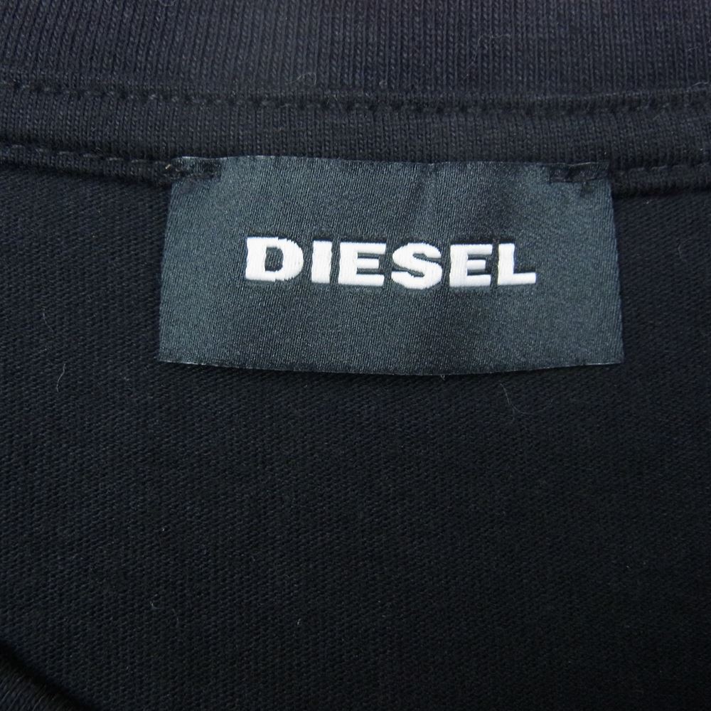 DIESEL ディーゼル 00SDP1-T-DIEGO-CUTY ステッチ切替 ロゴプリント クルーネック 半袖 Tシャツ ブラック系 M【美品】【中古】
