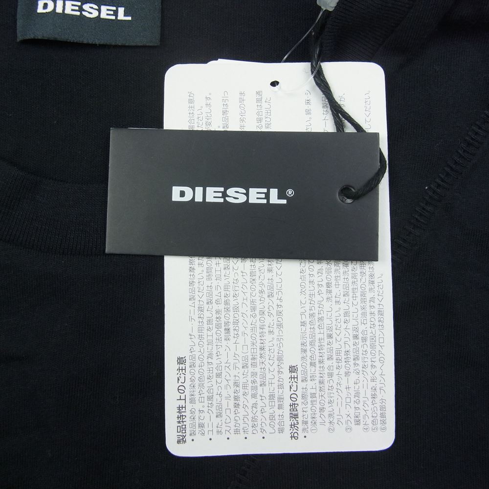 DIESEL ディーゼル 00SDP1-T-DIEGO-CUTY ステッチ切替 ロゴプリント クルーネック 半袖 Tシャツ ブラック系 M【美品】【中古】