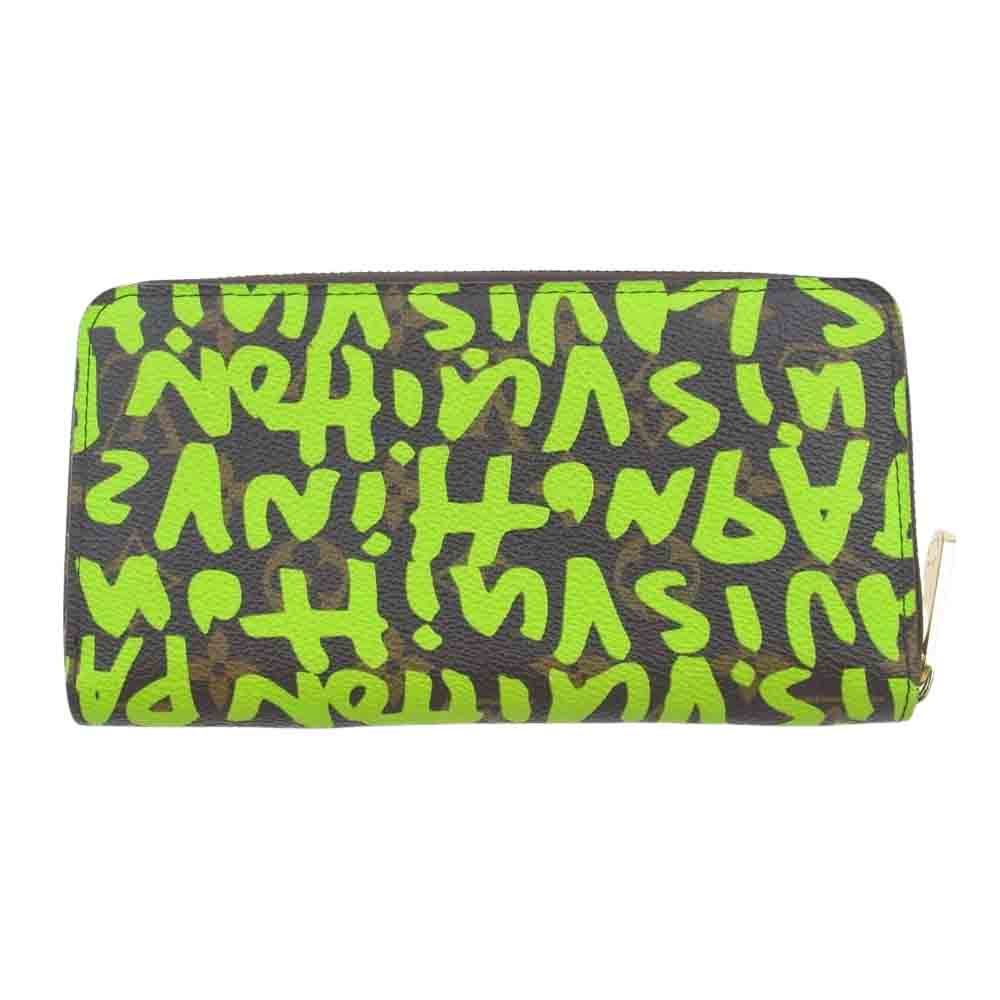 LOUIS VUITTON ルイ・ヴィトン M93712 モノグラム グラフィティ ジッピーウォレット ラウンドファスナー 長財布 ブラウン系 ライトグリーン系【中古】