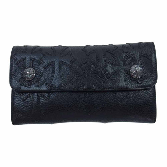 CHROME HEARTS クロムハーツ（原本有） スペシャルオーダー品 カスタム クロスパッチ WAVE ウェーブウォレット 財布 ブラック系【中古】