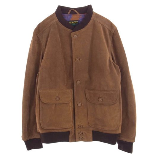 Supreme シュプリーム 14SS × Schott ショット SUEDE BOMBER JACKET スエード ボンバー ジャケット ブラウン系 L【中古】