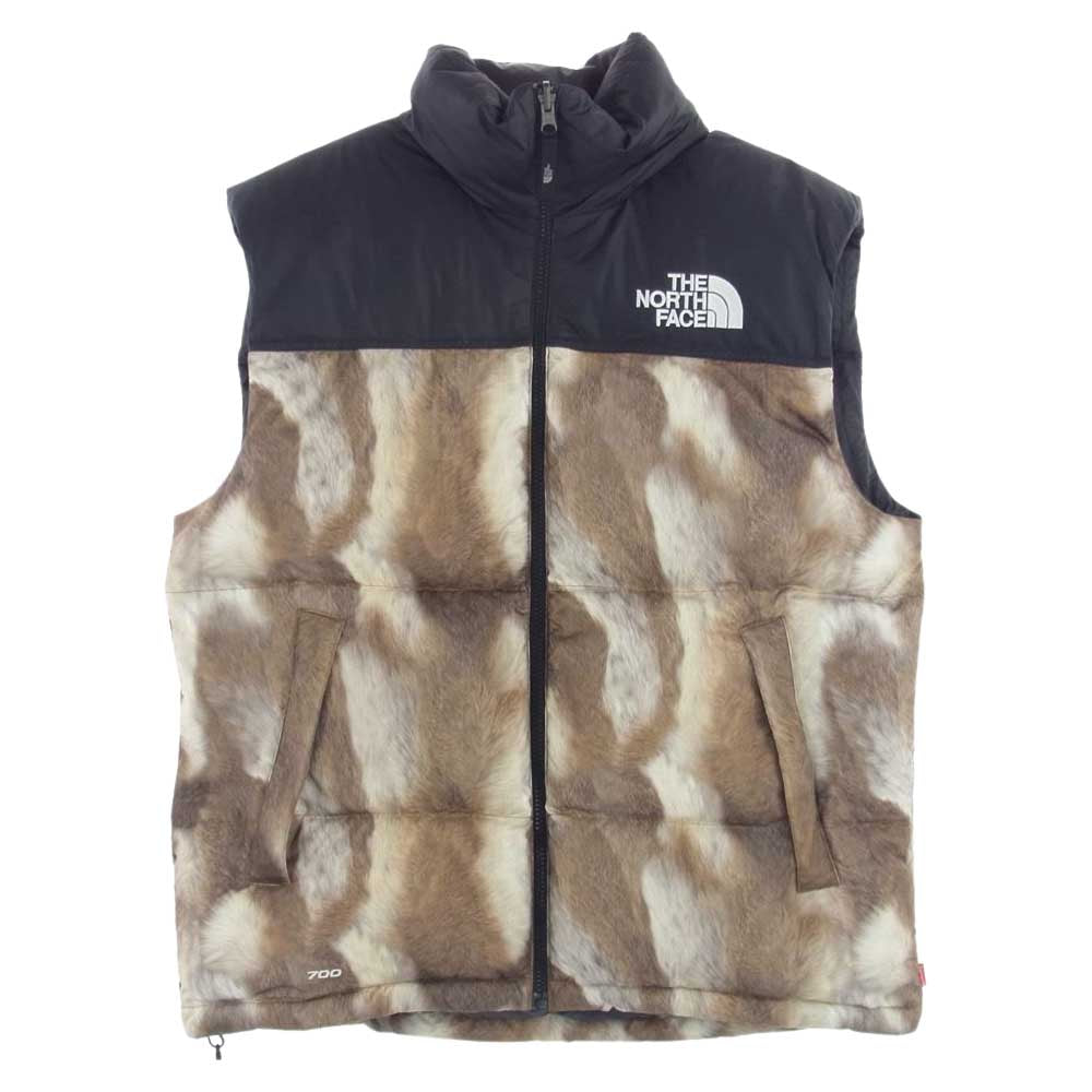 Supreme シュプリーム 13AW × THE NORTH FACE ノースフェイス Fur Print Nuptse Vest ファー柄 ヌプシ ダウンベスト M【美品】【中古】