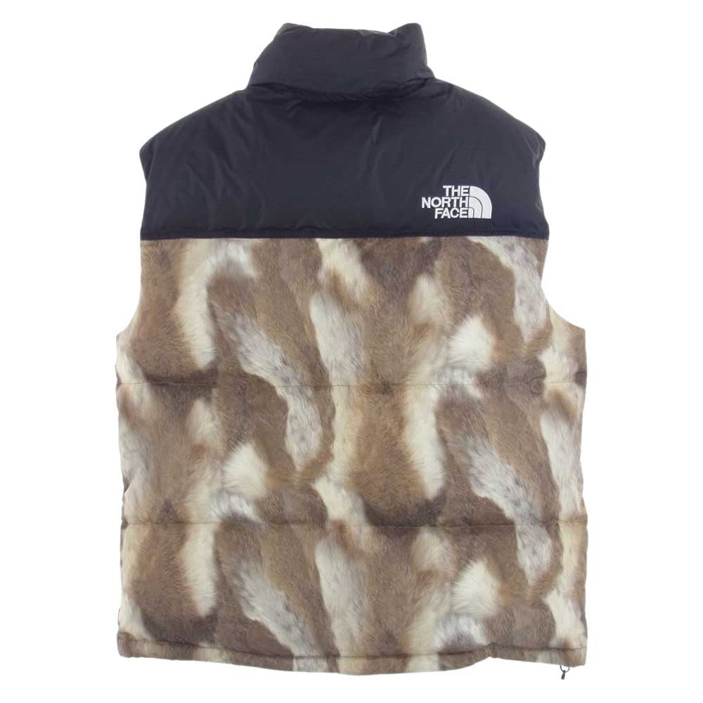 Supreme シュプリーム 13AW × THE NORTH FACE ノースフェイス Fur Print Nuptse Vest ファー柄 ヌプシ ダウンベスト M【美品】【中古】