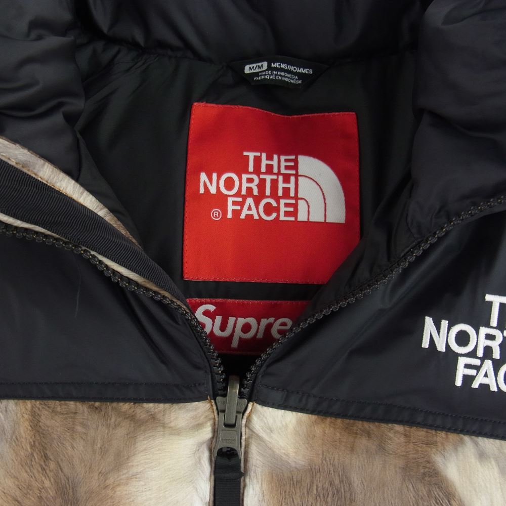 Supreme シュプリーム 13AW × THE NORTH FACE ノースフェイス Fur Print Nuptse Vest ファー柄 ヌプシ ダウンベスト M【美品】【中古】