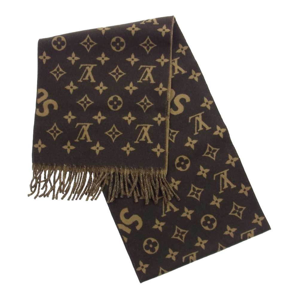 Supreme シュプリーム 17AW ×LOUIS VUITTON ルイヴィトン LV Monogram Scarf モノグラム カシミヤ混 スカーフ マフラー ブラウン系【新古品】【未使用】【中古】