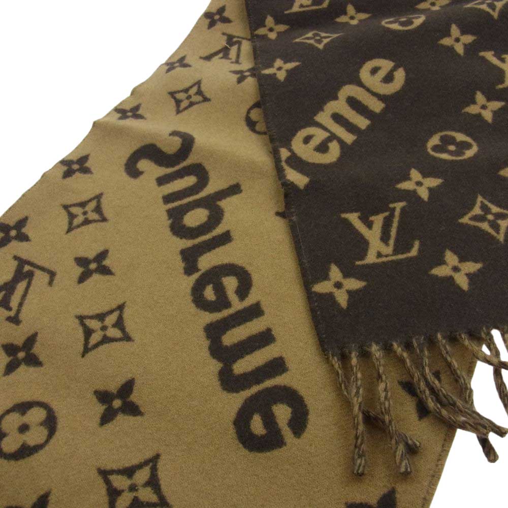 Supreme シュプリーム 17AW ×LOUIS VUITTON ルイヴィトン LV Monogram Scarf モノグラム カシミヤ混 スカーフ マフラー ブラウン系【新古品】【未使用】【中古】