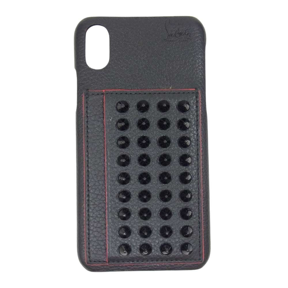 Christian Louboutin クリスチャンルブタン 3195066 iPhoneX XS アイフォン KIOS スタッズ スマートフォン スマホ ケース ブラック系【中古】