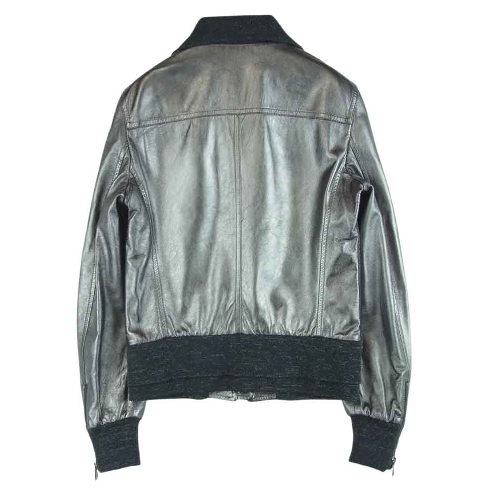 DOLCE&GABBANA ドルチェアンドガッバーナ シープスキン レザー ボンバー ジャケット イタリア製 シルバー系 36【中古】