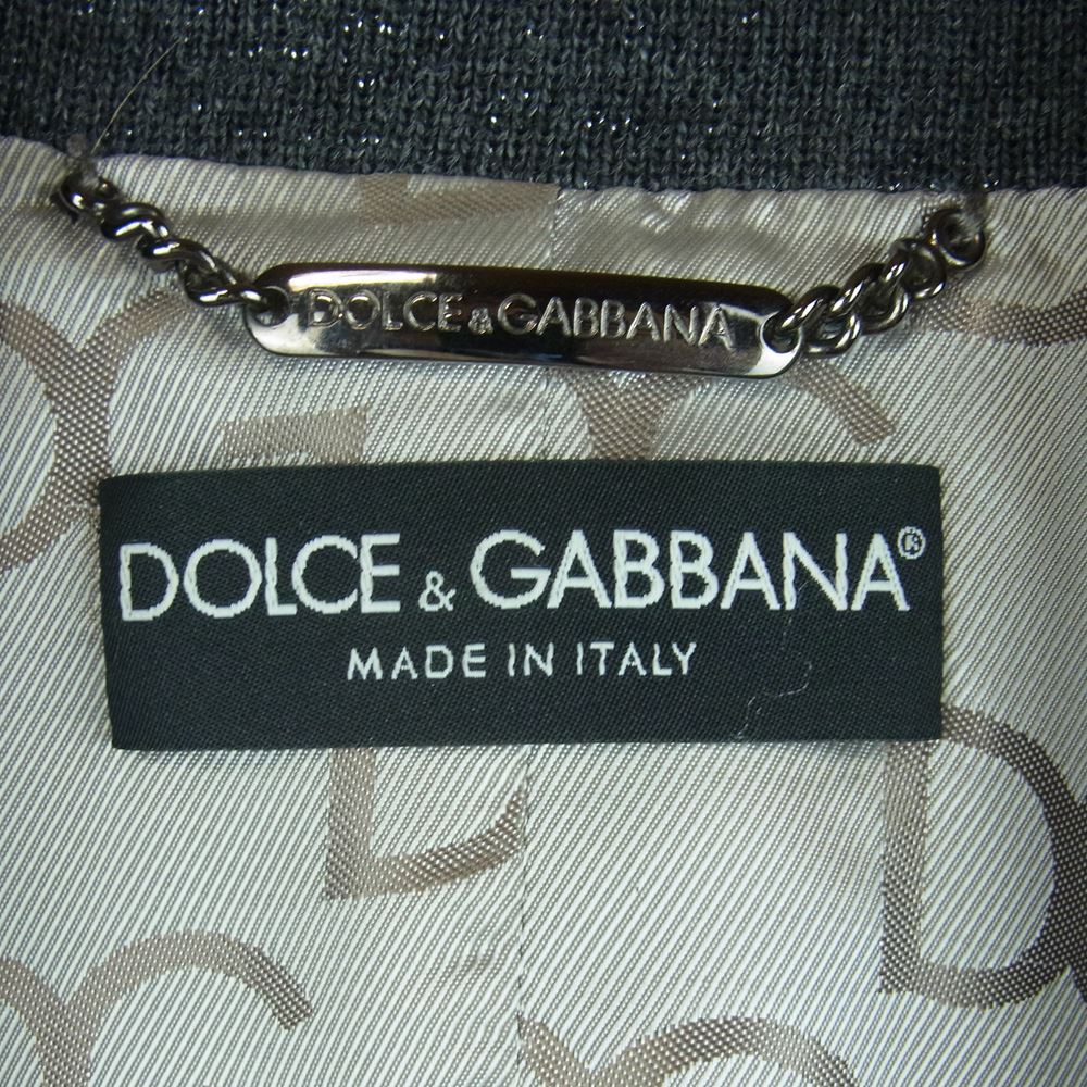 DOLCE&GABBANA ドルチェアンドガッバーナ シープスキン レザー ボンバー ジャケット イタリア製 シルバー系 36【中古】