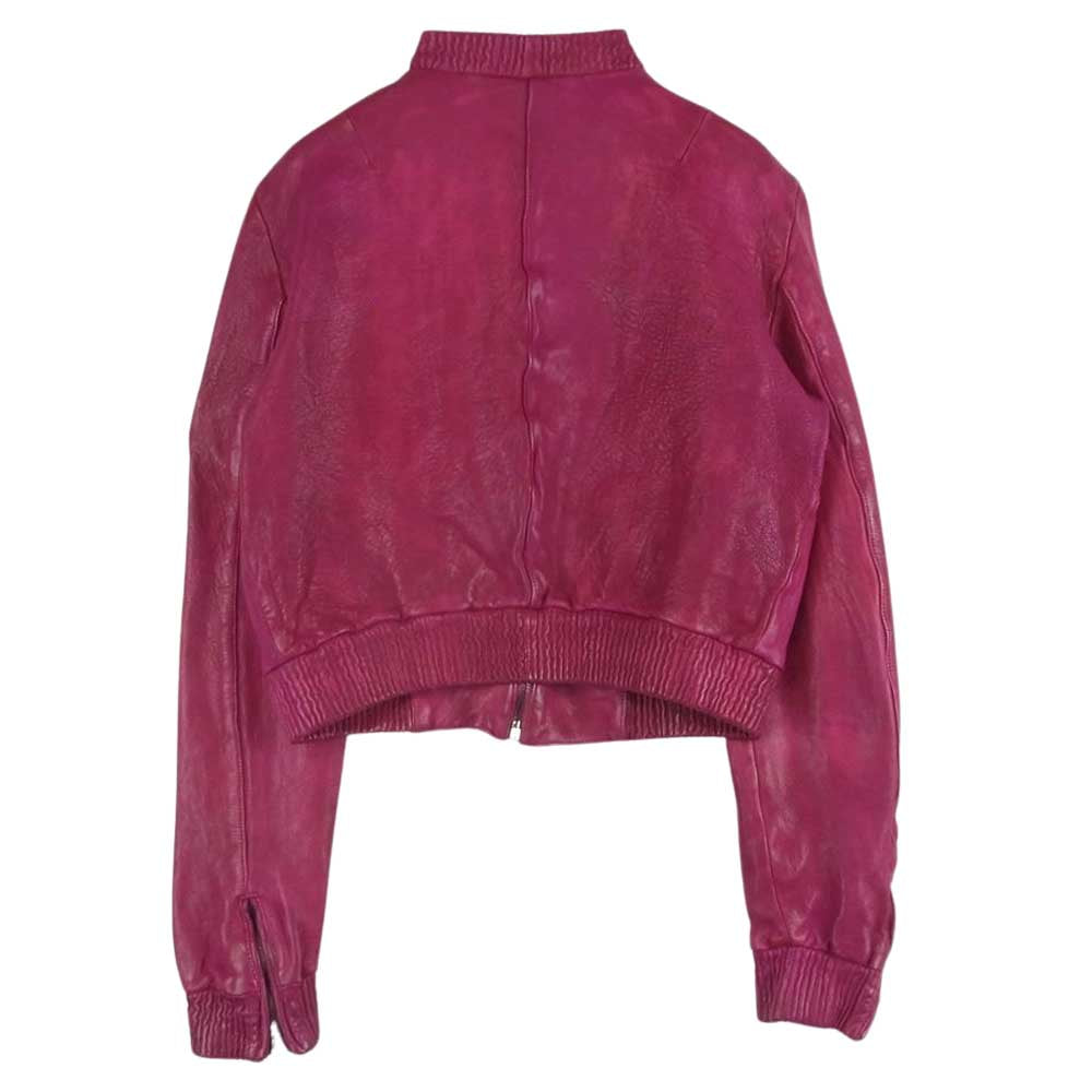 DOLCE&GABBANA ドルチェアンドガッバーナ 裏地レオパード ショート丈 ラムレザー ジャケット イタリア製 ピンク系 40【中古】