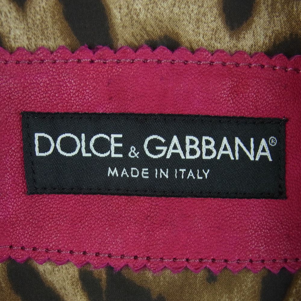DOLCE&GABBANA ドルチェアンドガッバーナ 裏地レオパード ショート丈 ラムレザー ジャケット イタリア製 ピンク系 40【中古】