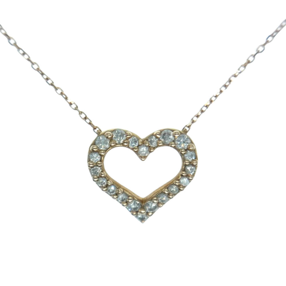 ヨンドシー K18PG ピンクゴールド ハート ダイヤ ネックレス ゴールド系【中古】