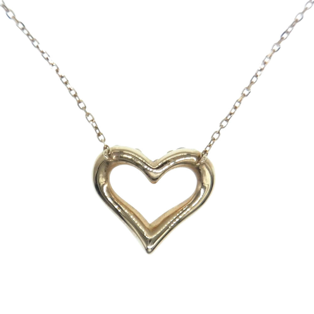 ヨンドシー K18PG ピンクゴールド ハート ダイヤ ネックレス ゴールド系【中古】