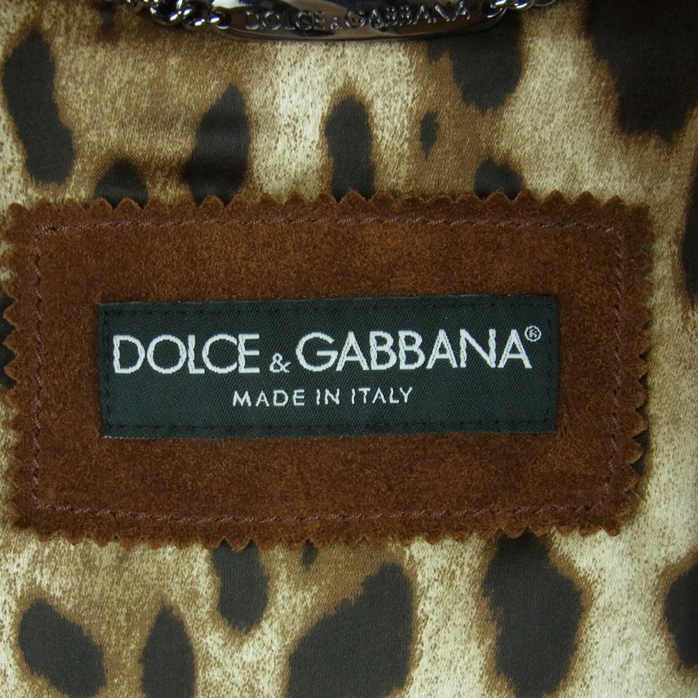 DOLCE&GABBANA ドルチェアンドガッバーナ 裏地レオパード スエード レザー ボンバー ジャケット ブルゾン イタリア製 ブラウン系 38【中古】