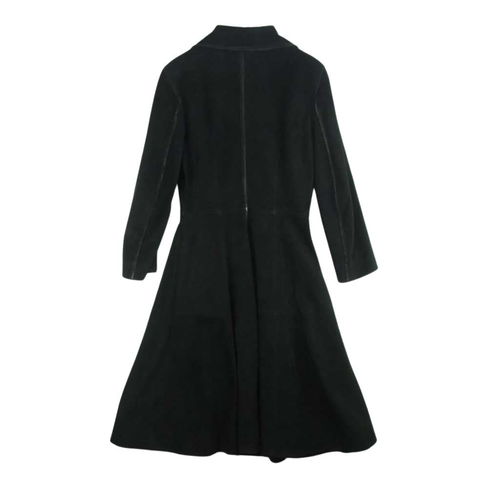 PRADA プラダ スエード  レザー パイピング ロング コート イタリア製 ブラック系 40【中古】