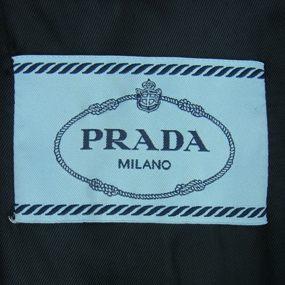 PRADA プラダ スエード  レザー パイピング ロング コート イタリア製 ブラック系 40【中古】