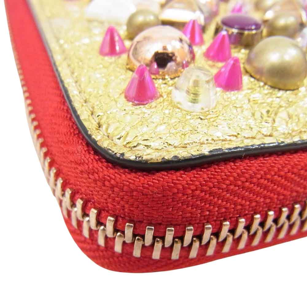 Christian Louboutin クリスチャンルブタン 3175237 バネトーネ マルチスタッズ  長財布 ウォレット ゴールド系【中古】