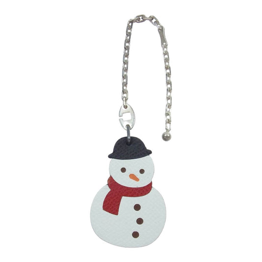 HERMES エルメス スノーマン 雪だるま キーホルダー  ホワイト系 シルバー系【中古】