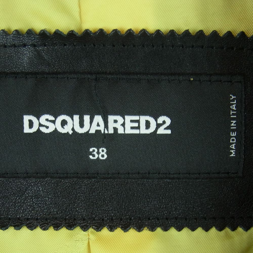 DSQUARED2 ディースクエアード S75AM0470 スタッズ レザー ライダース ジャケット イタリア製 ブラック系 38【中古】
