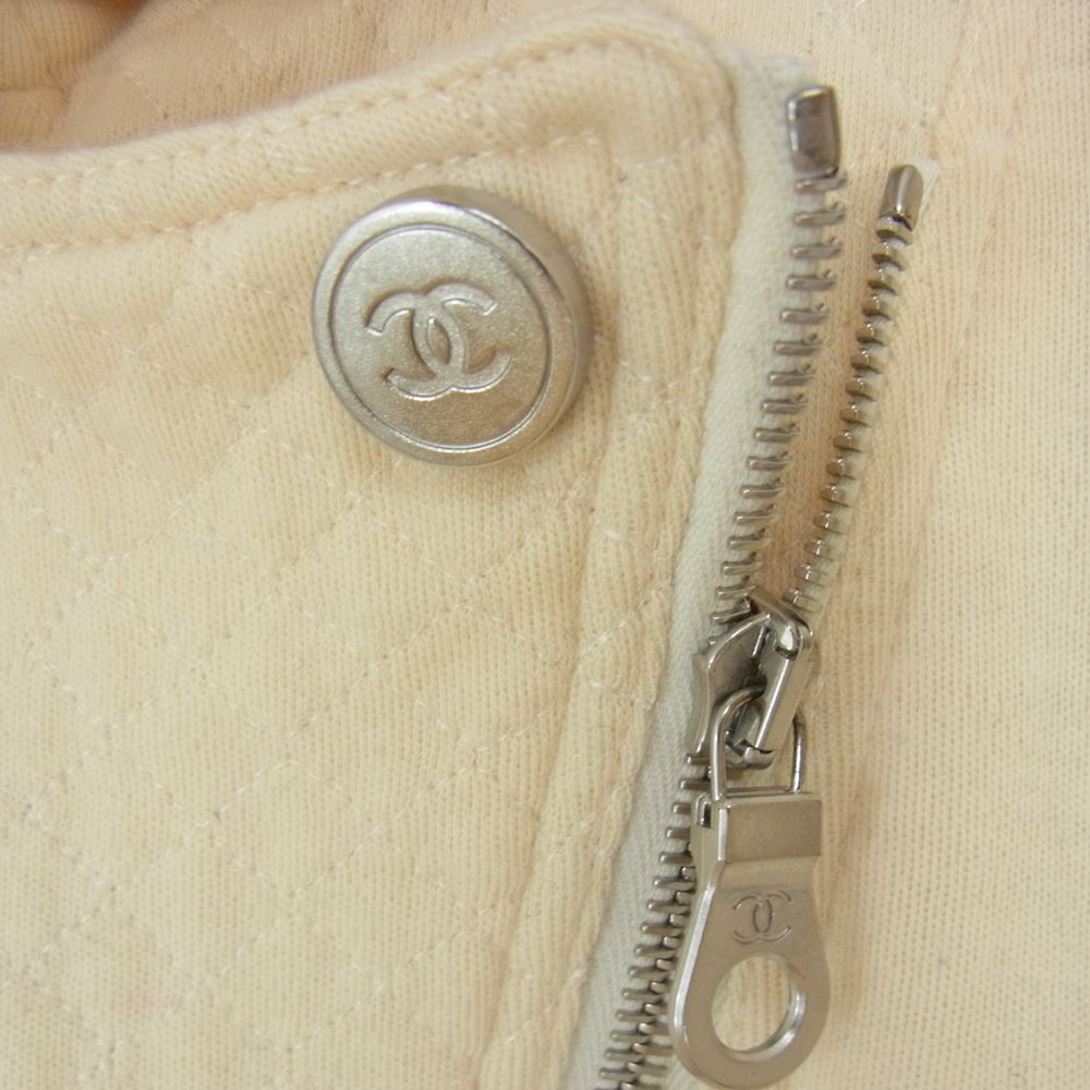 CHANEL シャネル P38075V21513 ウール シングル ライダース ジャケット オフホワイト系 36【中古】