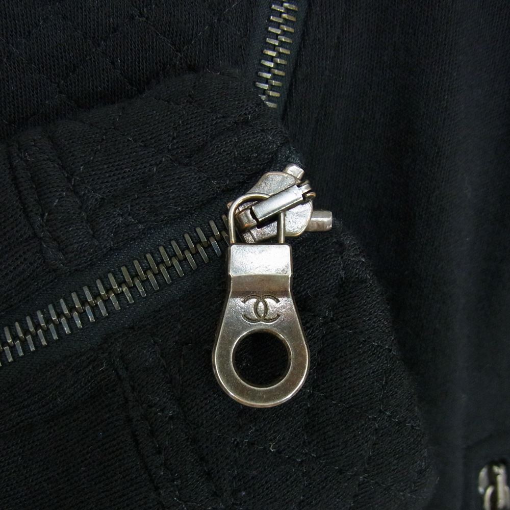 CHANEL シャネル P38075V21513 ウール シングル ライダース ジャケット ブラック系 34【中古】