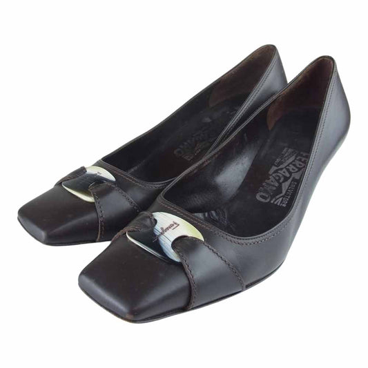 Salvatore Ferragamo サルヴァトーレフェラガモ ヒール パンプス ブラウン ブラウン系 6【中古】