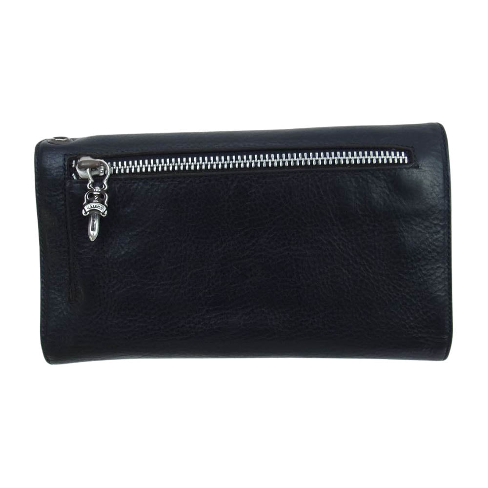 CHROME HEARTS クロムハーツ（原本無） WAVE WALLET ウェーブ ウォレット レザー 長財布 サイフ ブラック系【中古】