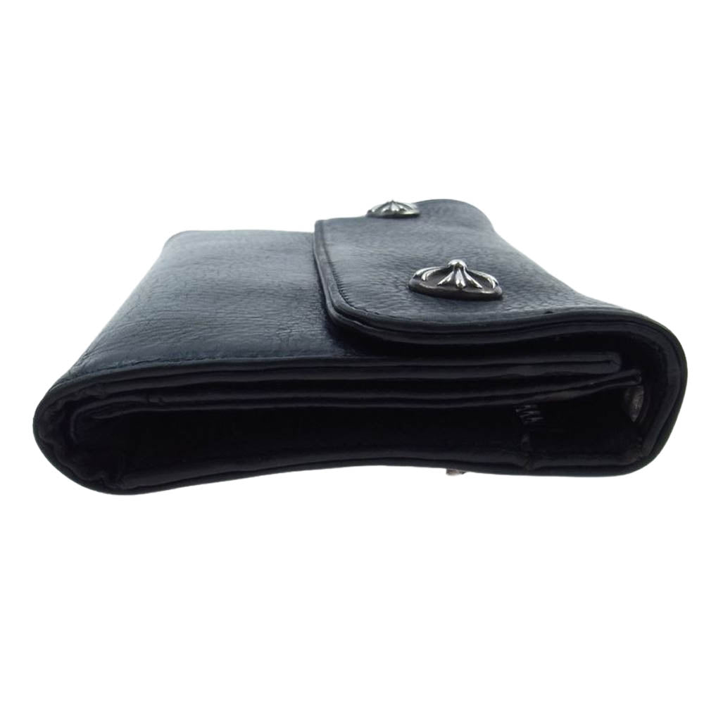 CHROME HEARTS クロムハーツ（原本無） WAVE WALLET ウェーブ ウォレット レザー 長財布 サイフ ブラック系【中古】
