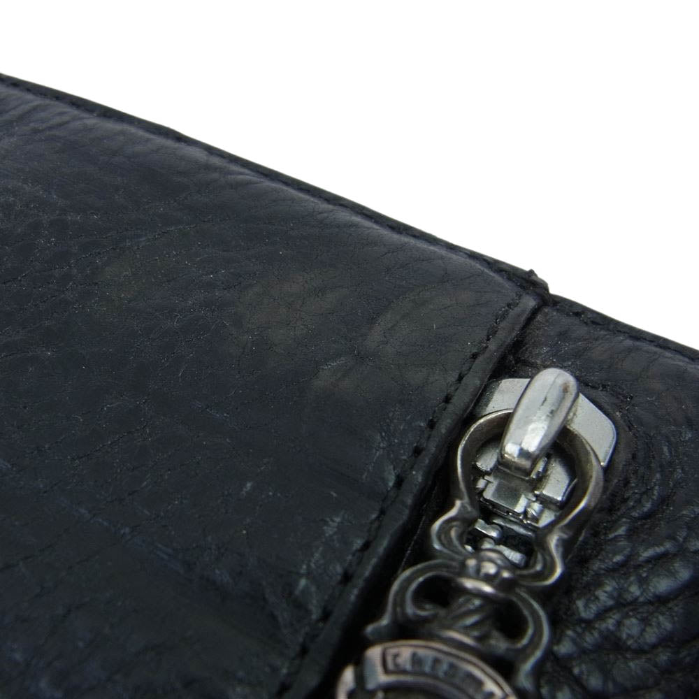 CHROME HEARTS クロムハーツ（原本無） WAVE WALLET ウェーブ ウォレット レザー 長財布 サイフ ブラック系【中古】