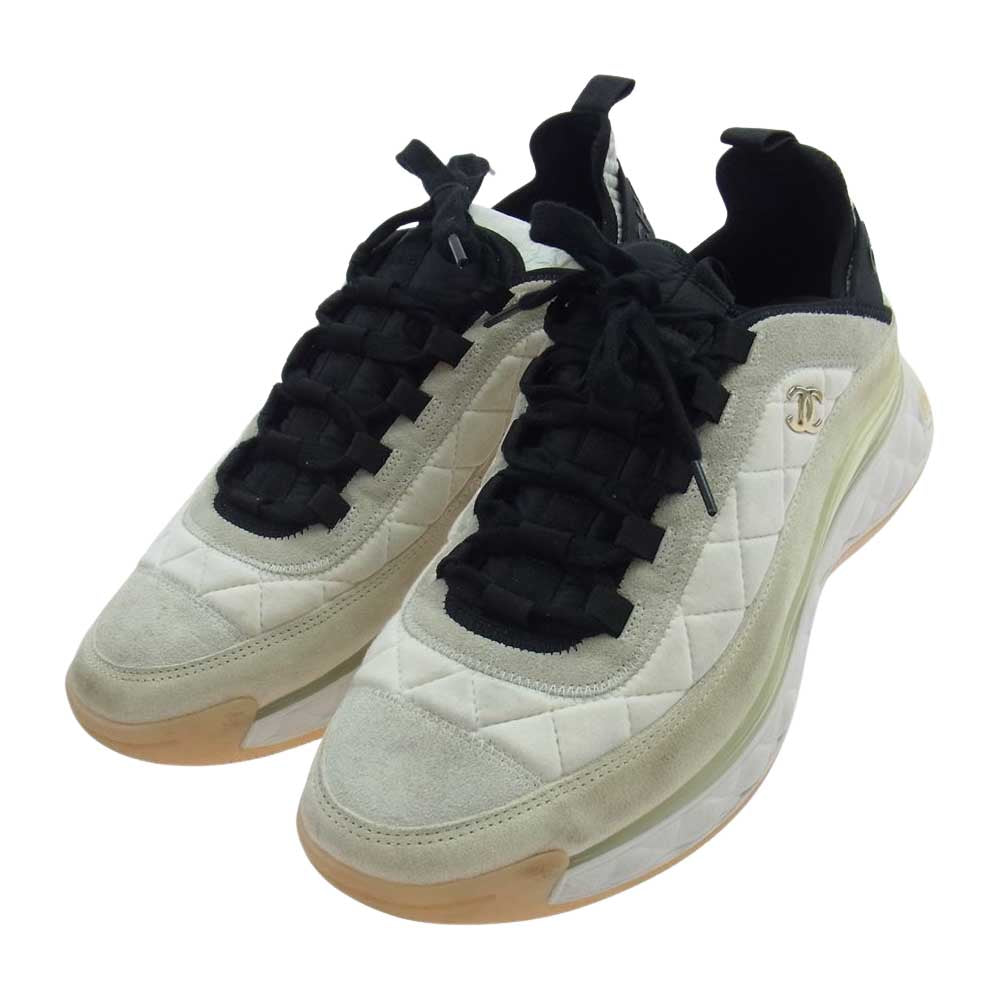 CHANEL シャネル G38503 ココマーク ロゴ スニーカー ブラック オフホワイト系 42【中古】