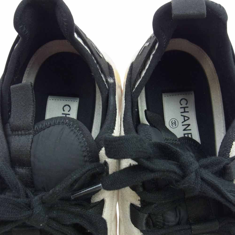 CHANEL シャネル G38503 ココマーク ロゴ スニーカー ブラック オフホワイト系 42【中古】