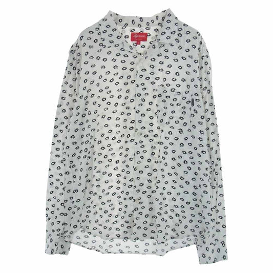 Supreme シュプリーム 18SS Flower Rayon L/S Shirt 花柄 レーヨン ロングスリーブ シャツ ホワイト系 L【中古】