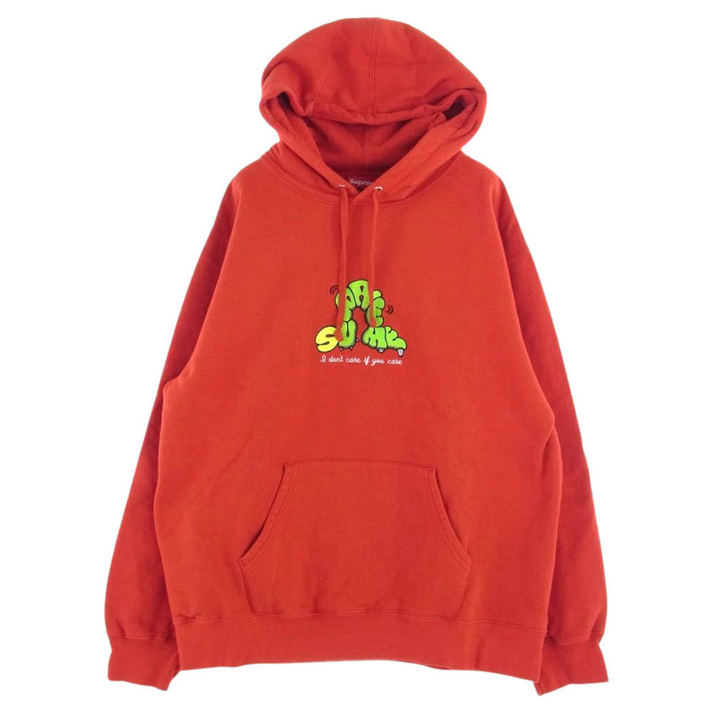 Supreme シュプリーム 21SS Don't Care Hooded Sweatshirt Burnt Red プルオーバ― フード パーカー レッド系 L【中古】