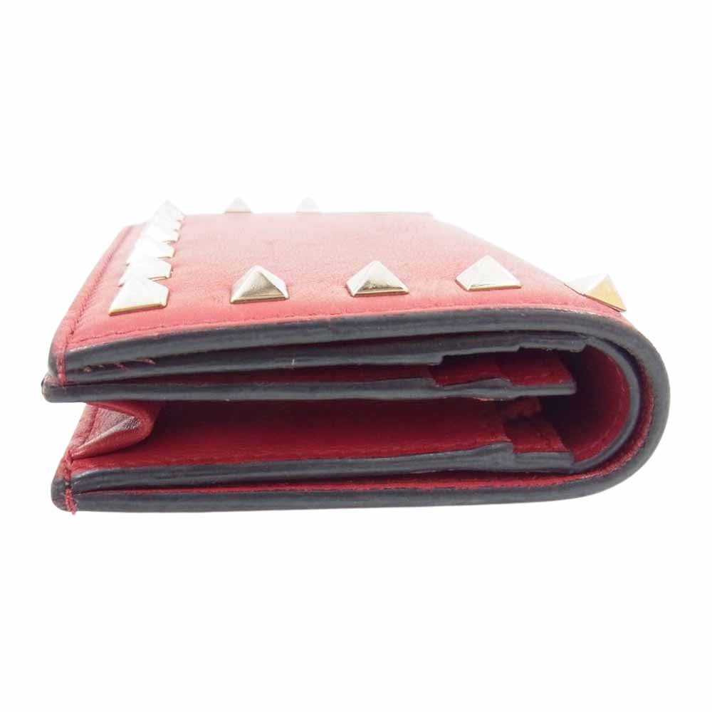 VALENTINO ヴァレンティノ WW2P0Q47BOL ロックスタッズ 二つ折り 財布 ウォレット レッド系【中古】