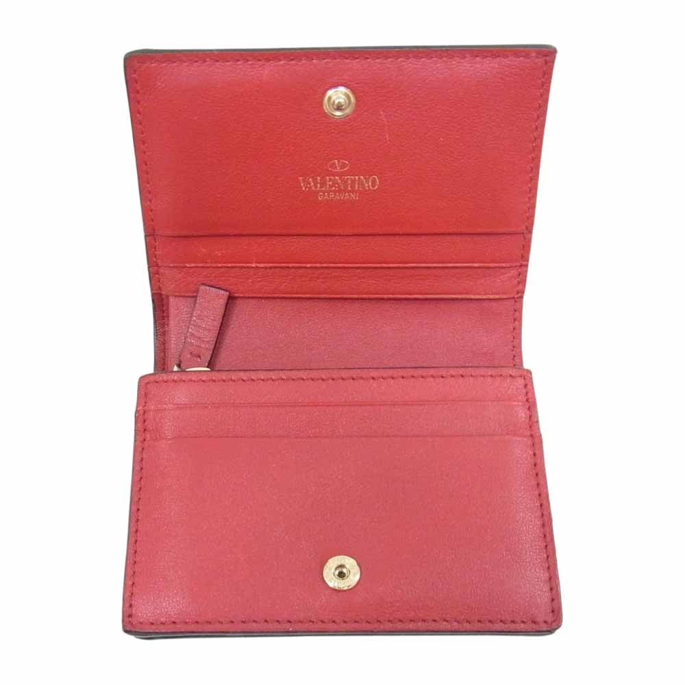 VALENTINO ヴァレンティノ WW2P0Q47BOL ロックスタッズ 二つ折り 財布 ウォレット レッド系【中古】
