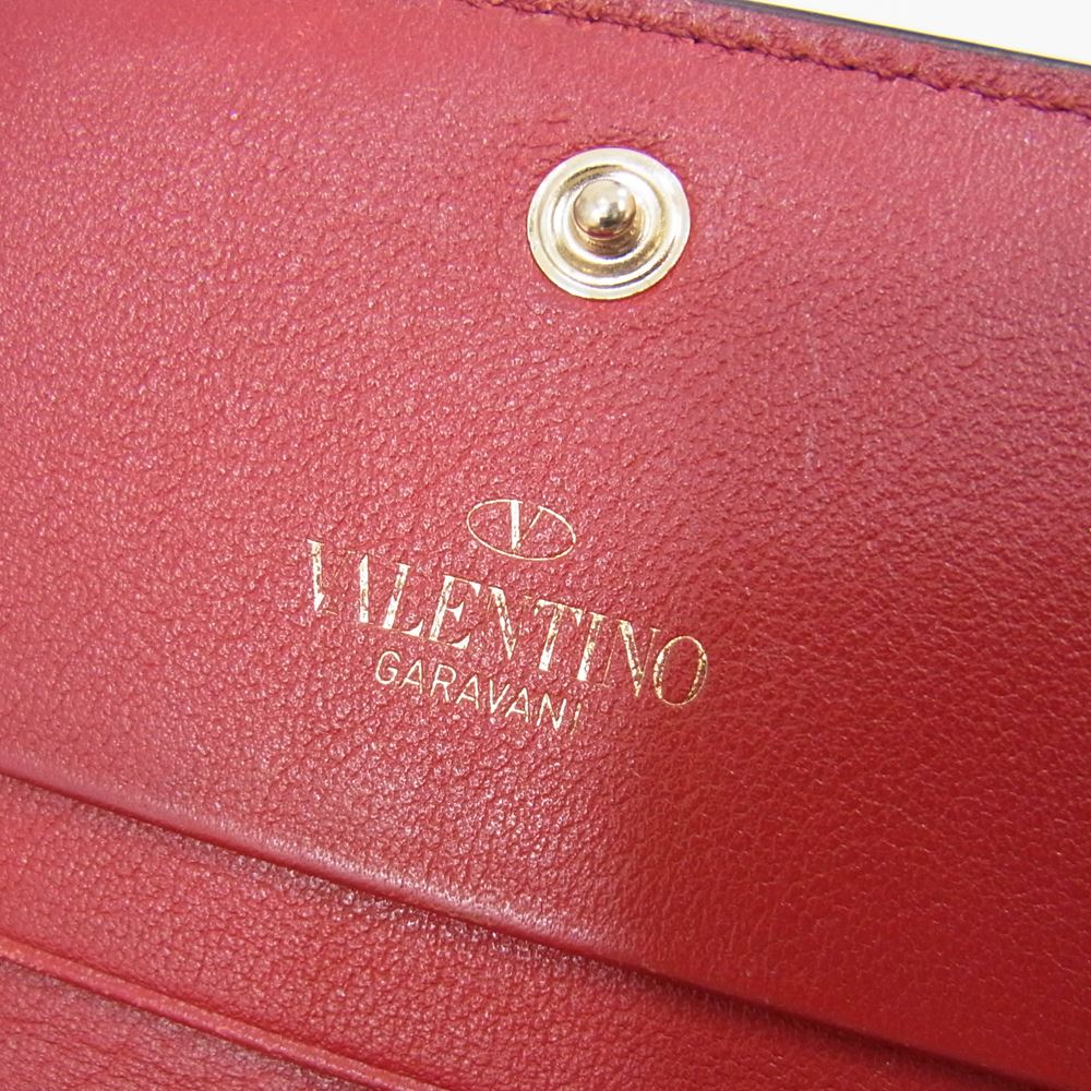 VALENTINO ヴァレンティノ WW2P0Q47BOL ロックスタッズ 二つ折り 財布 ウォレット レッド系【中古】