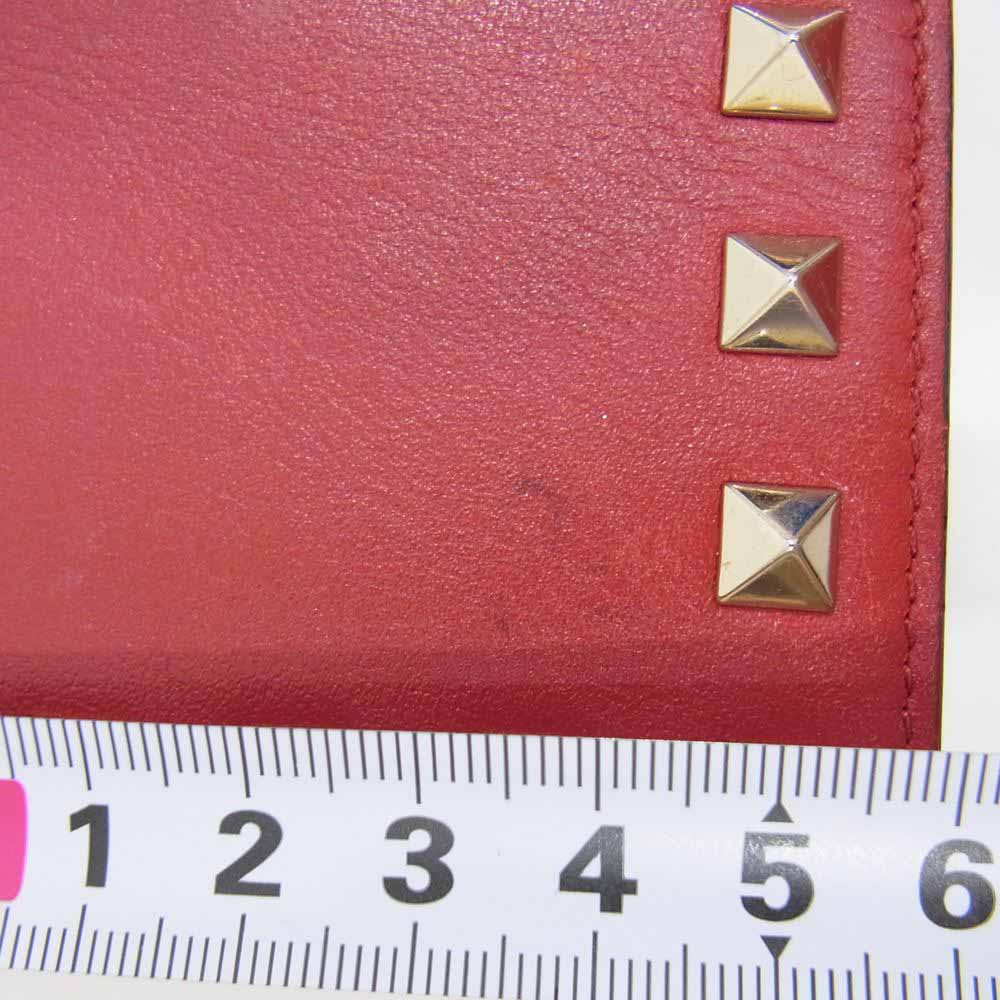 VALENTINO ヴァレンティノ WW2P0Q47BOL ロックスタッズ 二つ折り 財布 ウォレット レッド系【中古】