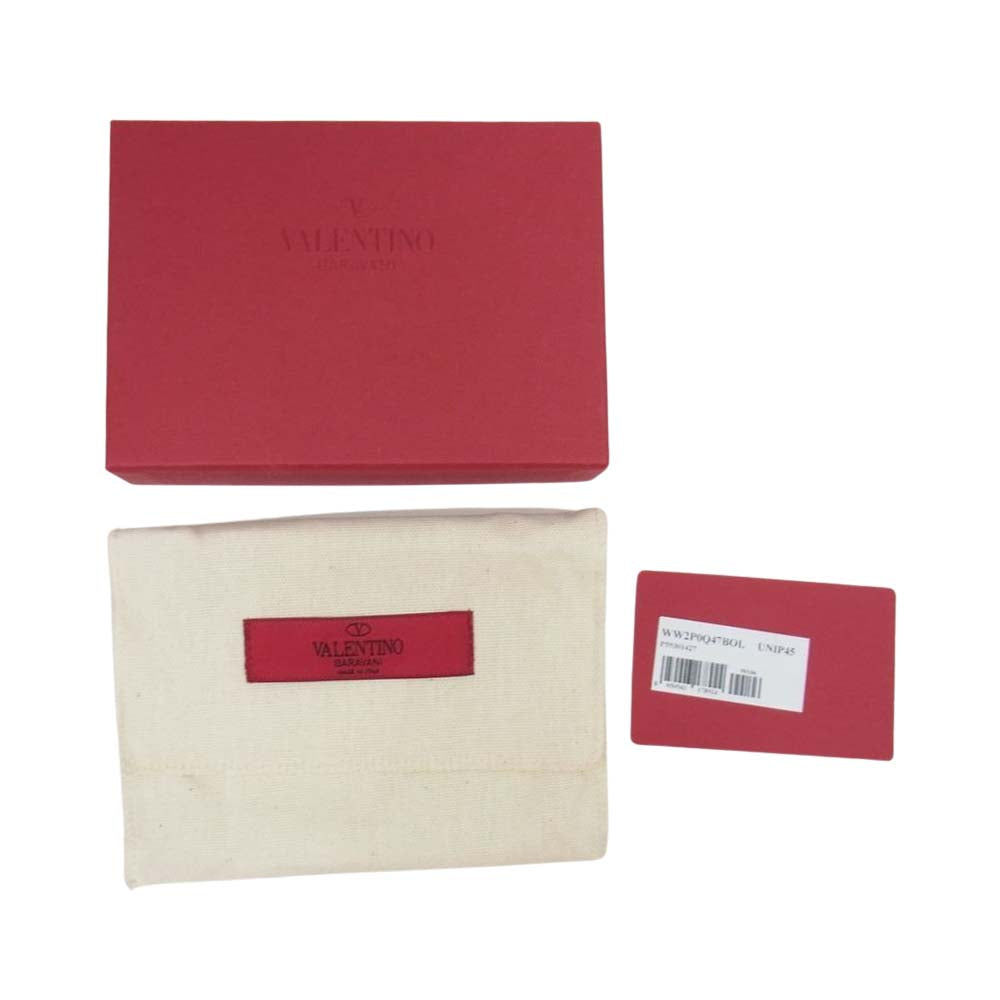 VALENTINO ヴァレンティノ WW2P0Q47BOL ロックスタッズ 二つ折り 財布 ウォレット レッド系【中古】