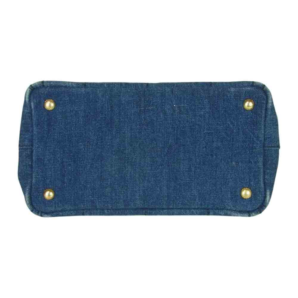 PRADA プラダ 1BG439 ミニ カナパ インディゴ デニム 2WAY ショルダー トート ハンド バッグ インディゴブルー系【中古】