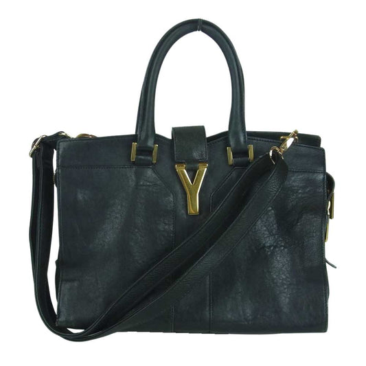 YVES SAINT LAURENT イヴサンローラン 311222 カバス シック 2WAY ショルダー ハンド バッグ ブラック系【中古】