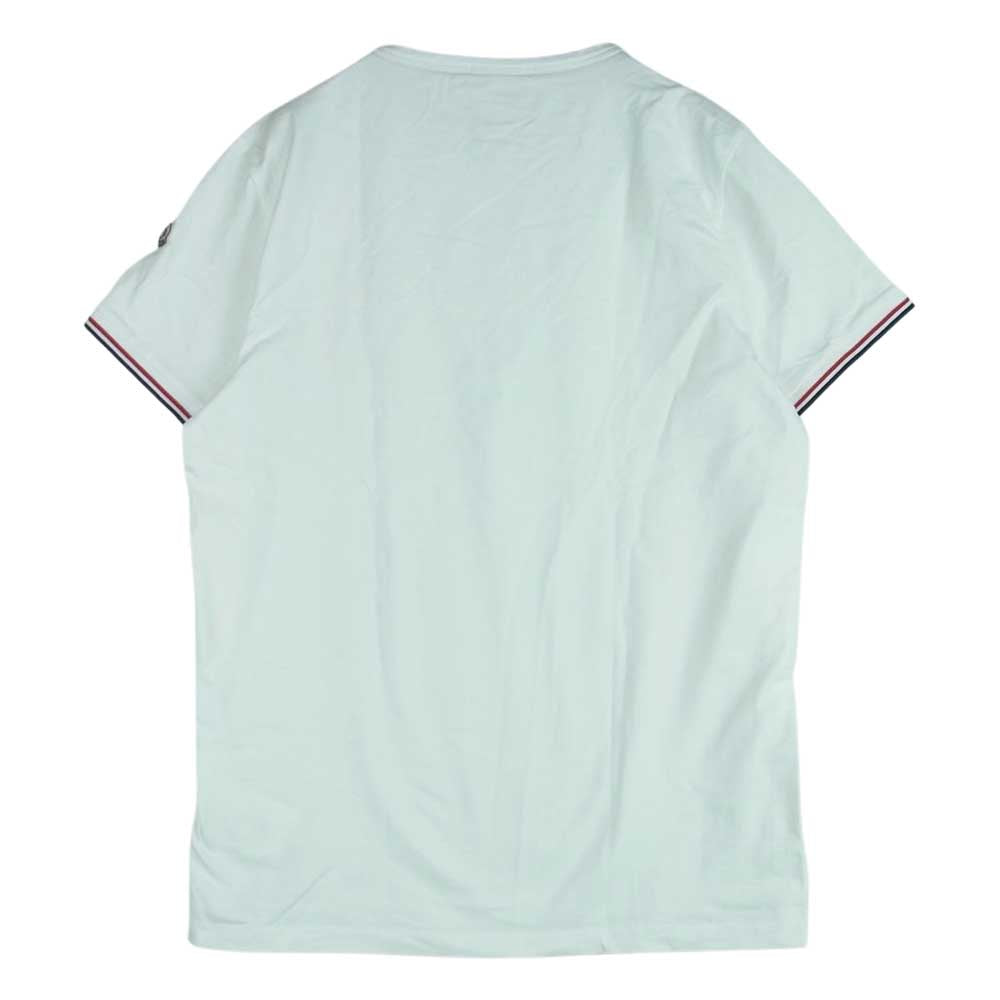 MONCLER モンクレール 19SS E10918100800 トリコロール ワッペン Vネック Tシャツ カットソー 半袖 ホワイト系 L【中古】
