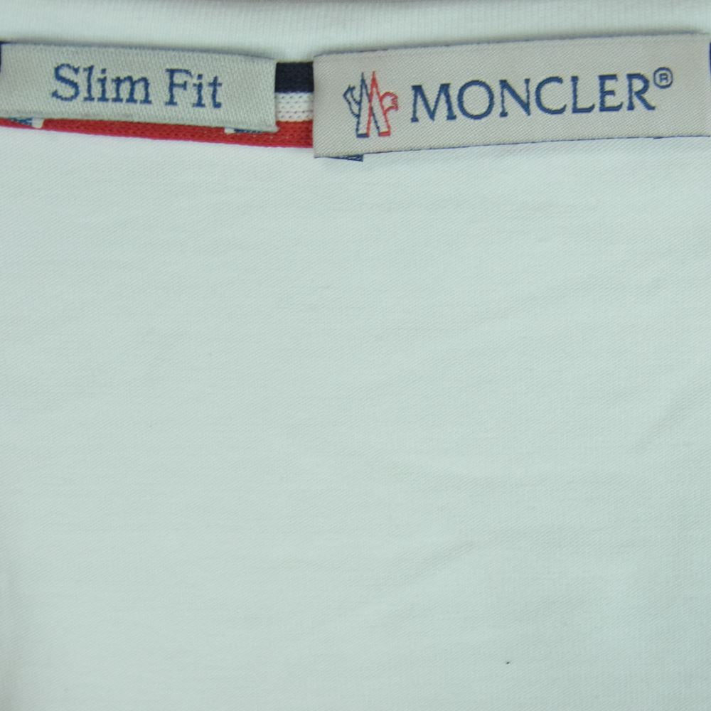 MONCLER モンクレール 19SS E10918100800 トリコロール ワッペン Vネック Tシャツ カットソー 半袖 ホワイト系 L【中古】