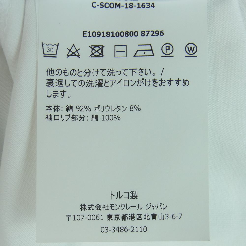 MONCLER モンクレール 19SS E10918100800 トリコロール ワッペン Vネック Tシャツ カットソー 半袖 ホワイト系 L【中古】